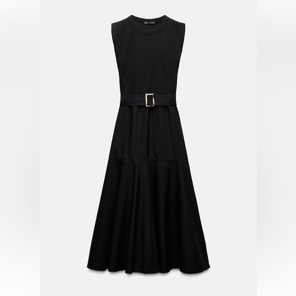 ZARA Round neck sleeveless midi dress. - Picture 2 of 6